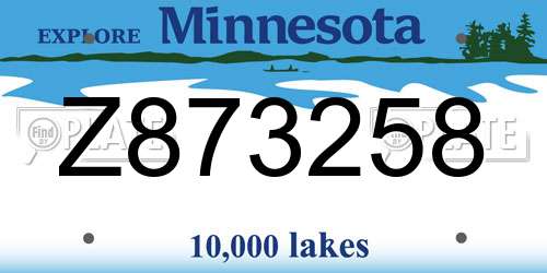 Z873258 Minnesota License Plate