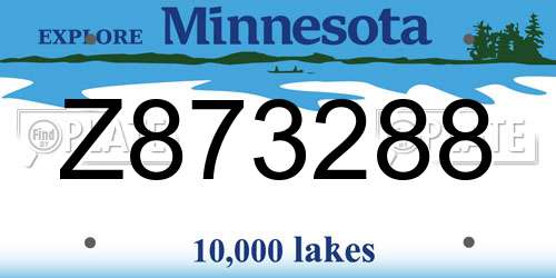 Z873288 Minnesota License Plate