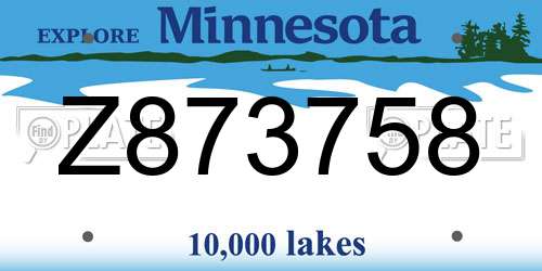 Z873758 Minnesota License Plate