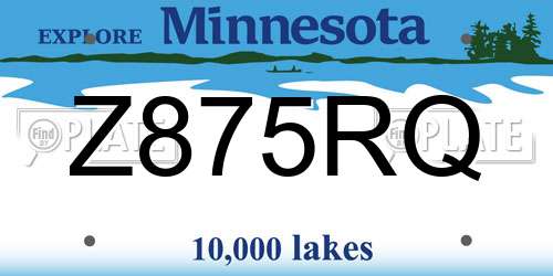 Z875RQ Minnesota License Plate