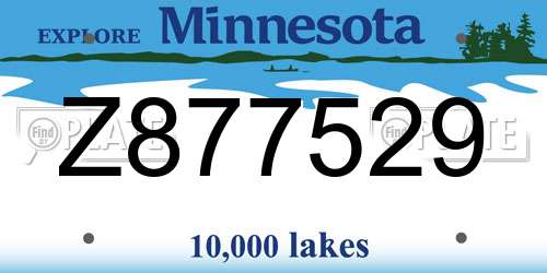 Z877529 Minnesota License Plate