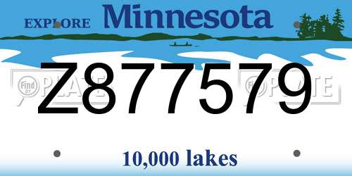 Z877579 Minnesota License Plate