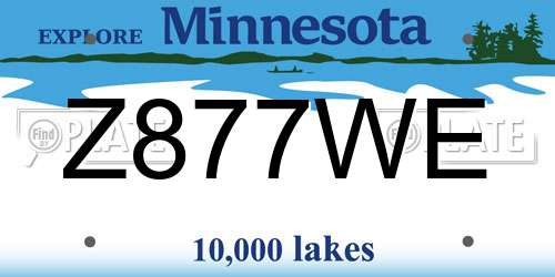 Z877WE Minnesota License Plate