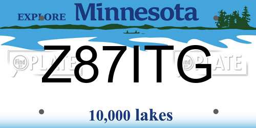 Z87ITG Minnesota License Plate