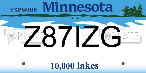 Z87IZG Minnesota License Plate