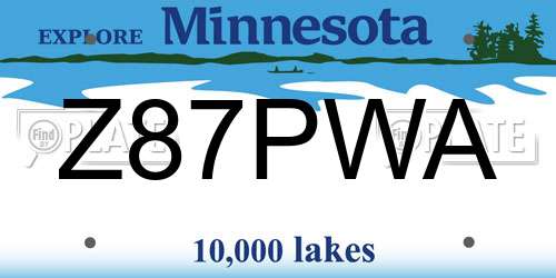 Z87PWA Minnesota License Plate