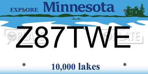 Z87TWE Minnesota License Plate