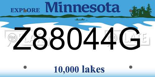 Z88044G Minnesota License Plate