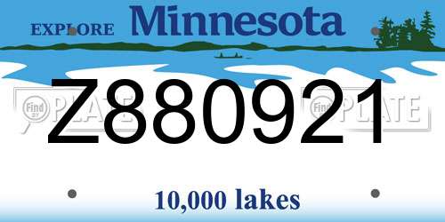 Z880921 Minnesota License Plate