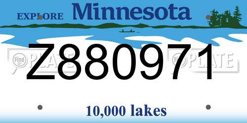 Z880971 Minnesota License Plate