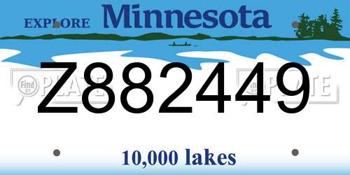 Z882449 Minnesota License Plate