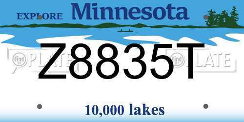 Z8835T Minnesota License Plate