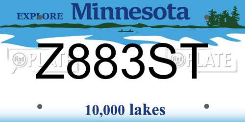 Z883ST Minnesota License Plate