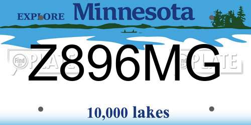 Z896MG Minnesota License Plate