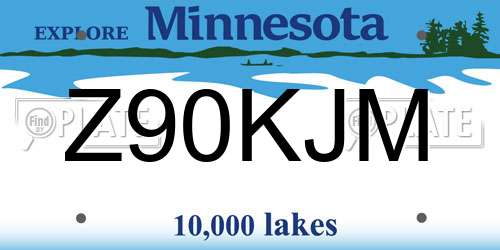 Z90KJM Minnesota License Plate