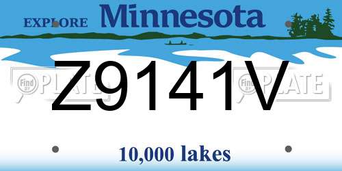 Z9141V Minnesota License Plate