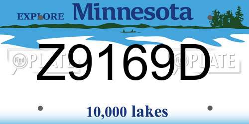 Z9169D Minnesota License Plate