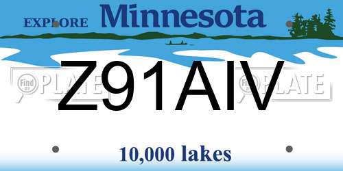 Z91AIV Minnesota License Plate