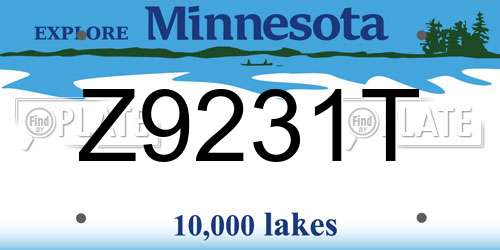 Z9231T Minnesota License Plate