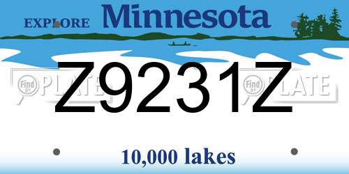 Z9231Z Minnesota License Plate