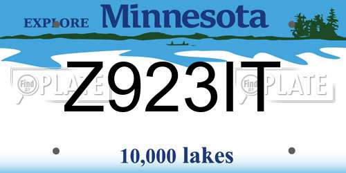 Z923IT Minnesota License Plate
