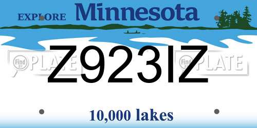 Z923IZ Minnesota License Plate