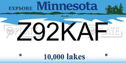 Z92KAF Minnesota License Plate