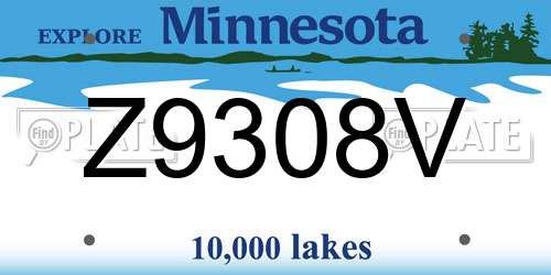 Z9308V Minnesota License Plate