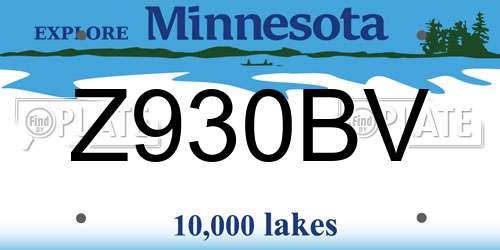 Z930BV Minnesota License Plate