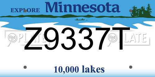 Z9337T Minnesota License Plate