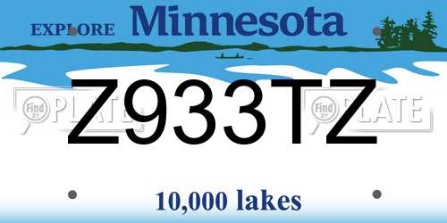 Z933TZ Minnesota License Plate