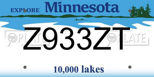 Z933ZT Minnesota License Plate