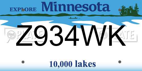 Z934WK Minnesota License Plate