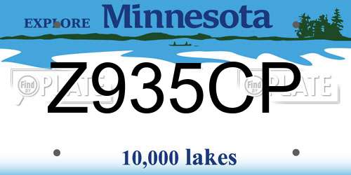 Z935CP Minnesota License Plate
