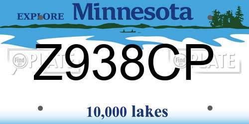 Z938CP Minnesota License Plate