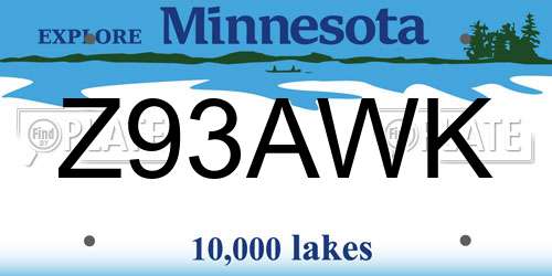 Z93AWK Minnesota License Plate