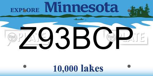 Z93BCP Minnesota License Plate