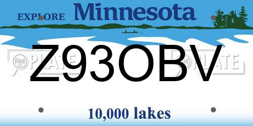 Z93OBV Minnesota License Plate