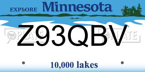 Z93QBV Minnesota License Plate