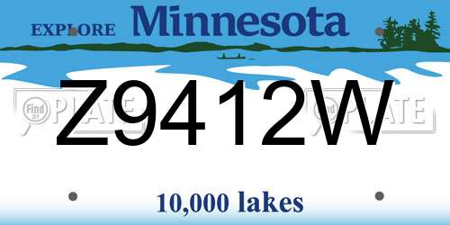 Z9412W Minnesota License Plate
