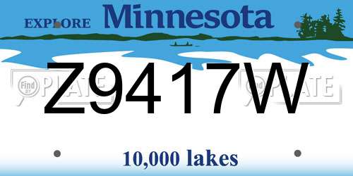 Z9417W Minnesota License Plate