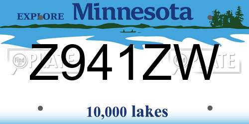 Z941ZW Minnesota License Plate