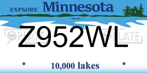 Z952WL Minnesota License Plate