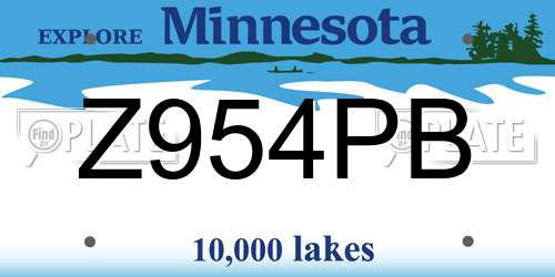 Z954PB Minnesota License Plate