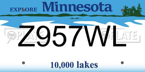 Z957WL Minnesota License Plate