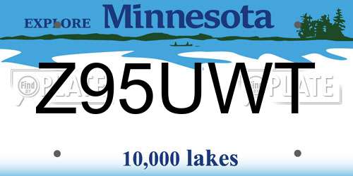 Z95UWT Minnesota License Plate