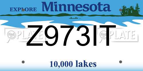 Z973IT Minnesota License Plate
