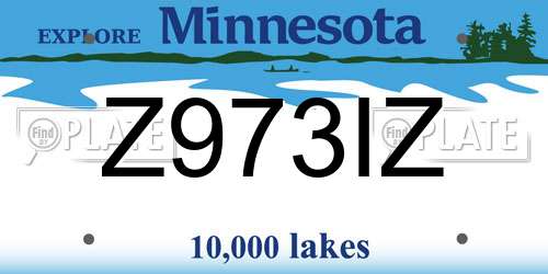 Z973IZ Minnesota License Plate