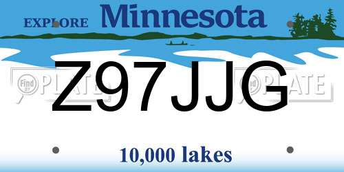 Z97JJG Minnesota License Plate