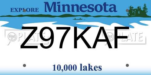 Z97KAF Minnesota License Plate